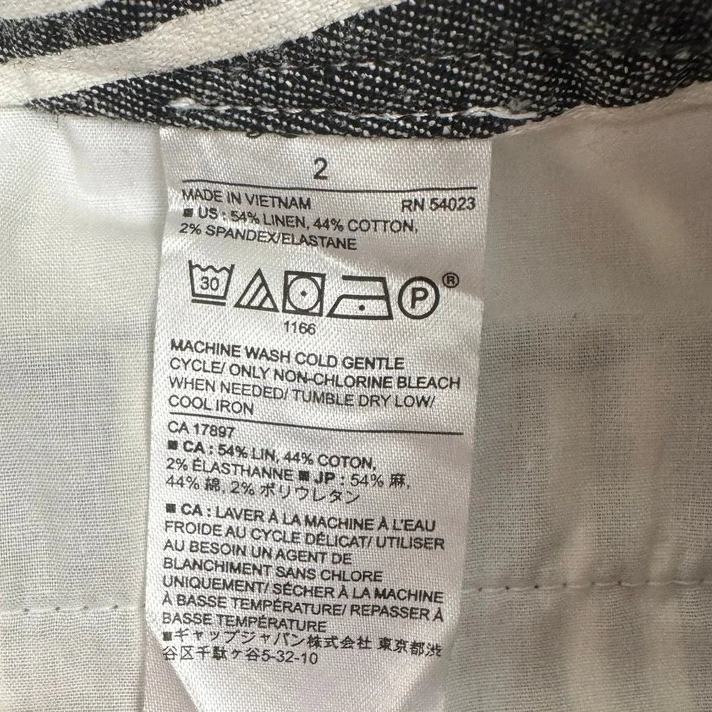 Banana Republic Avery Linen Blend Striped Ankle Pants Size 2 NWT Gray White